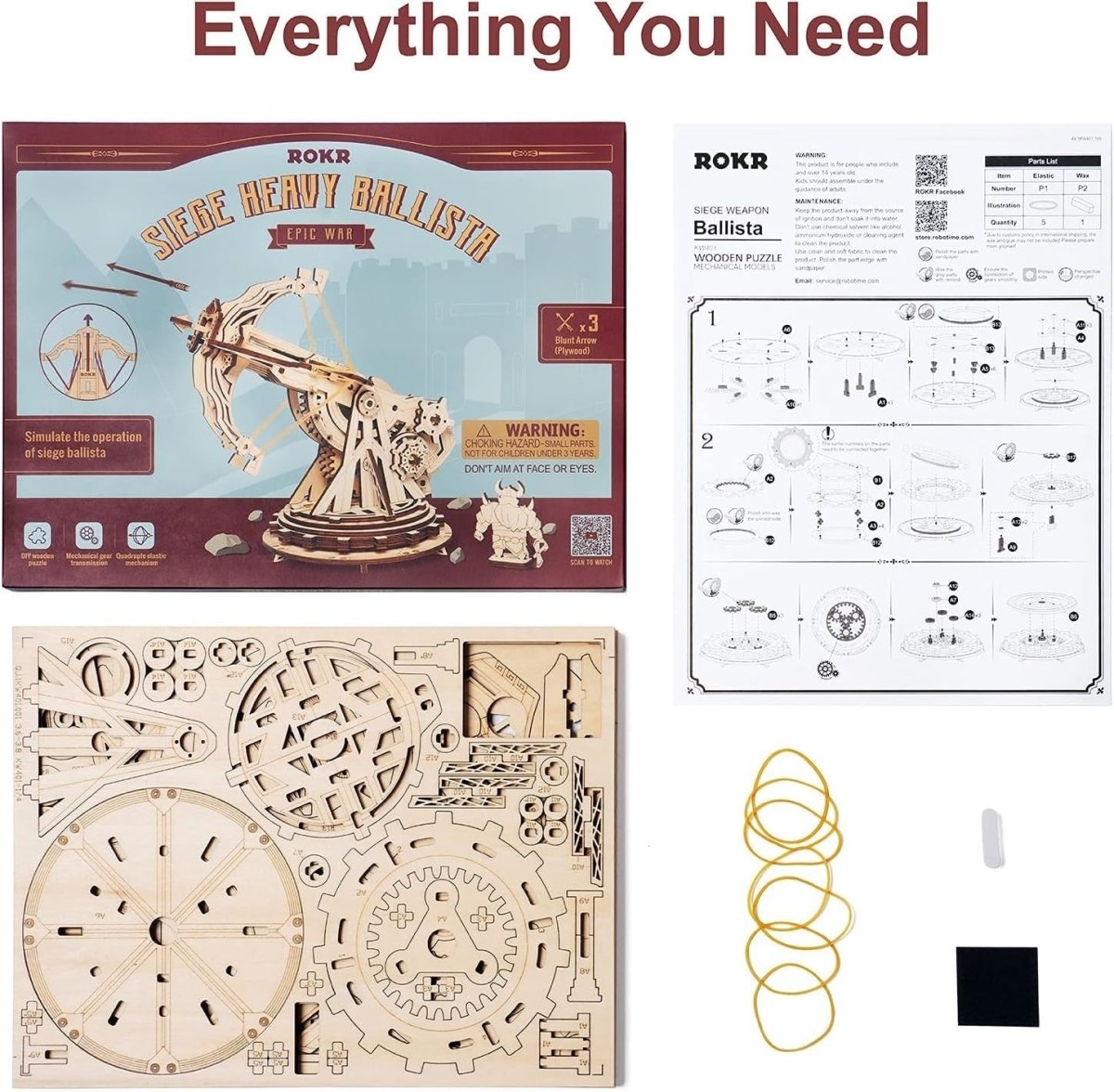 3D Wooden Catapult Model Kit DIY Launcher Puzzle Retro Desk Decor - Kwikley