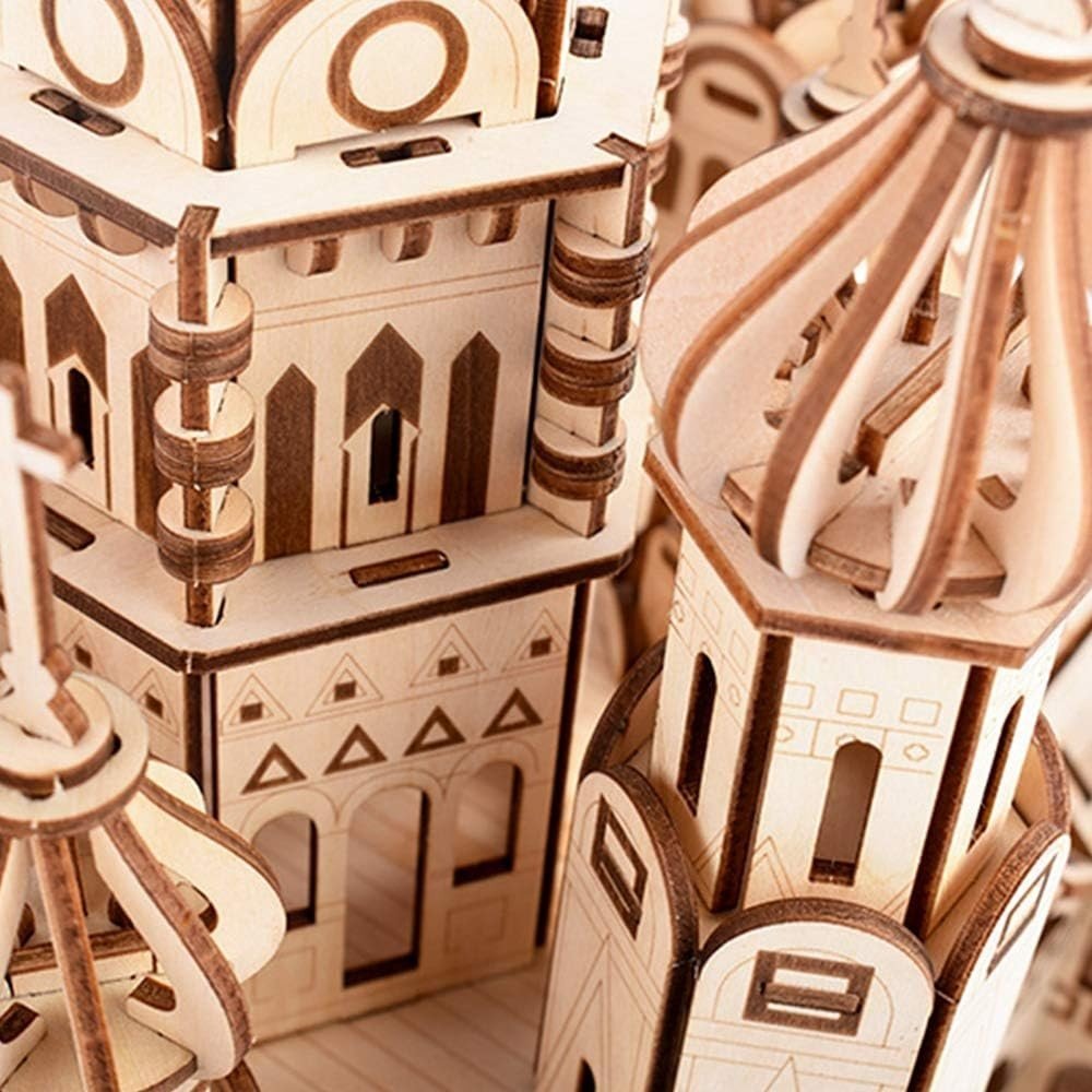 3D Wooden Cathedral Puzzle Architecture Model Kit DIY Building Craft - Kwikley