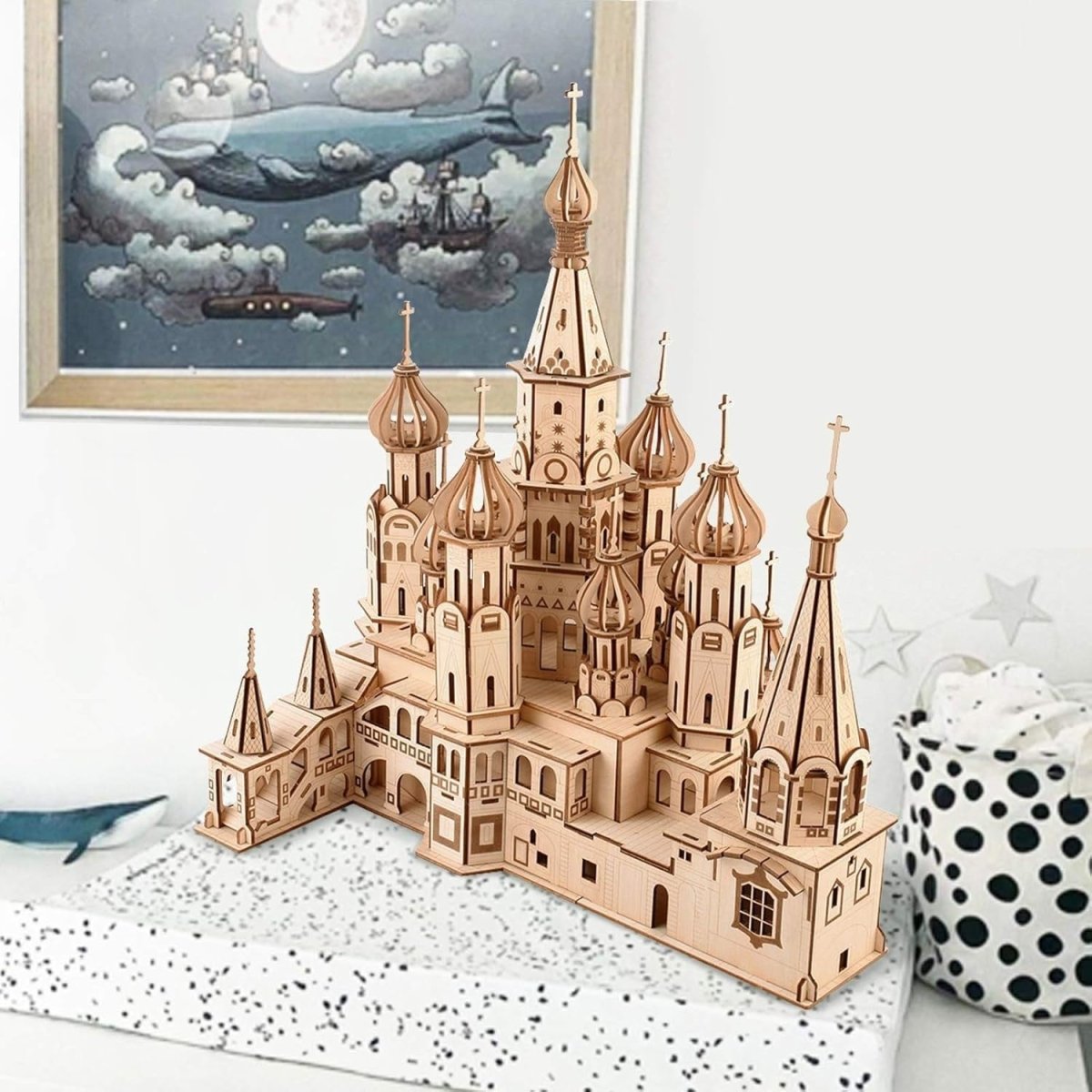3D Wooden Cathedral Puzzle Architecture Model Kit DIY Building Craft - Kwikley