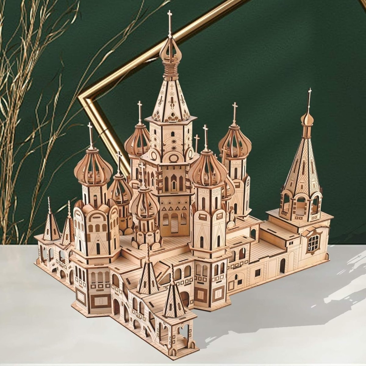 3D Wooden Cathedral Puzzle Architecture Model Kit DIY Building Craft - Kwikley