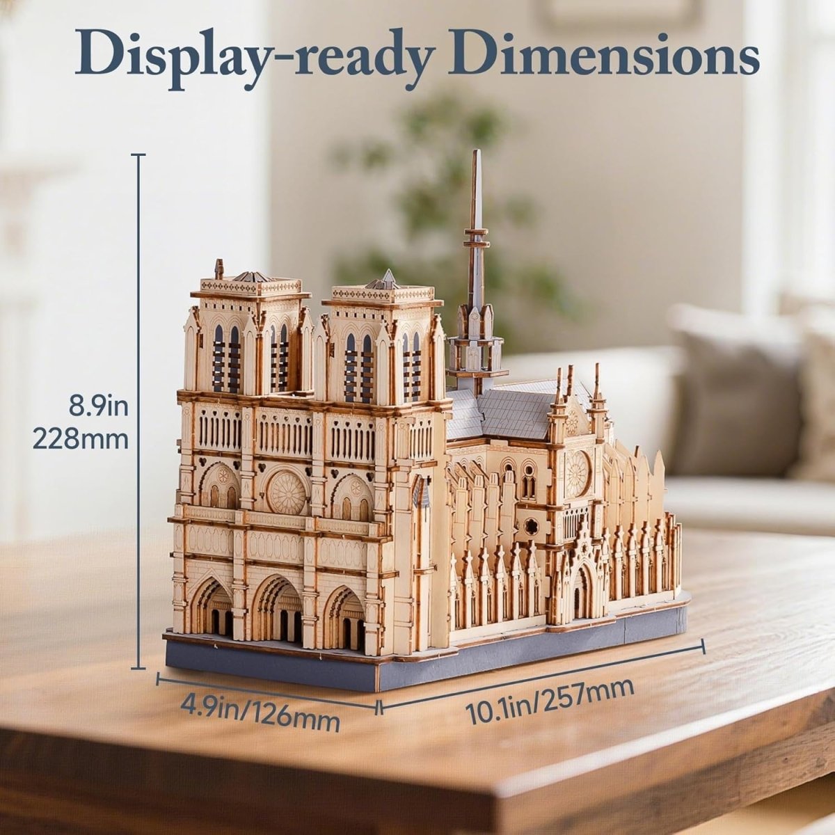 3D Wooden Cathedral Puzzle Model Kit Landmark Building DIY Decor - Kwikley