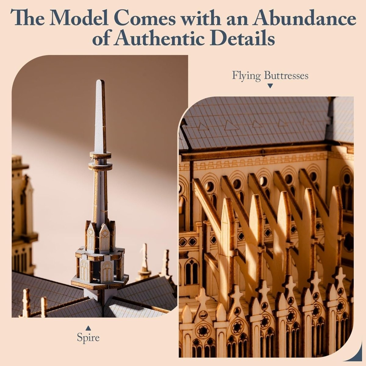 3D Wooden Cathedral Puzzle Model Kit Landmark Building DIY Decor - Kwikley