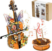 3D Wooden Cello Music Box Puzzle DIY Mechanical Model Plays For Elise - Kwikley