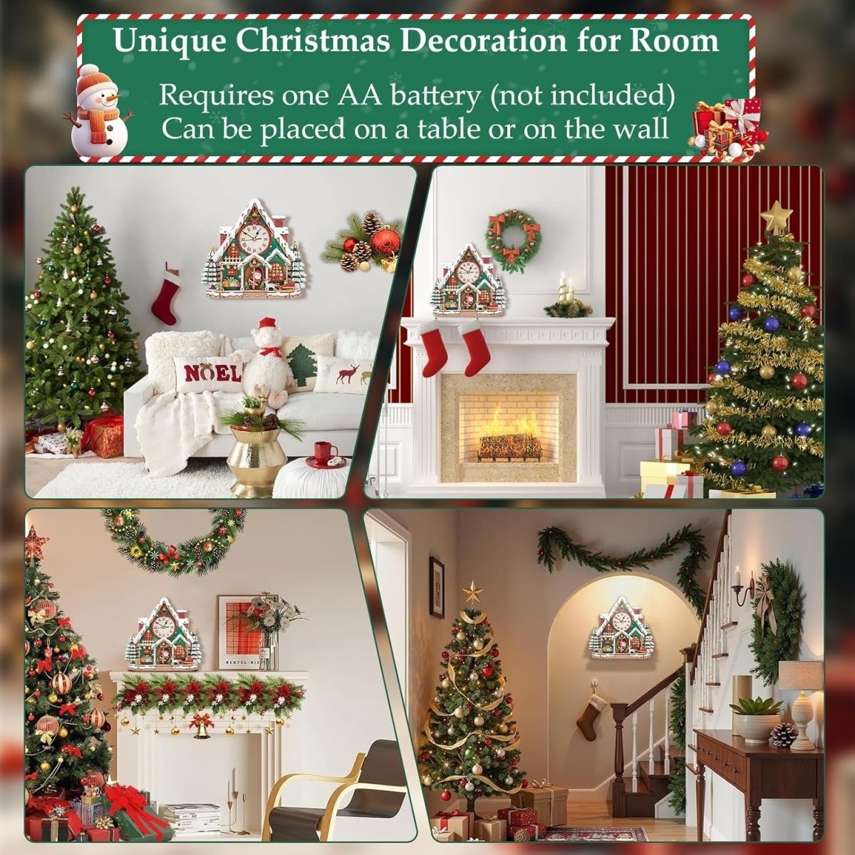 3D Wooden Christmas Clock Puzzle DIY Snowhouse Model Kit Holiday Decor - Kwikley