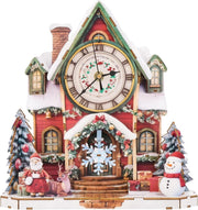 3D Wooden Clock Puzzle Kit Christmas Cottage Functional Wall Clock DIY - Kwikley