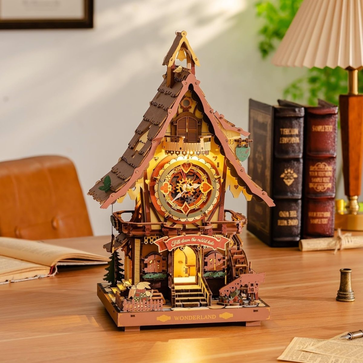 3D Wooden Cuckoo Clock Kit Working Clock with Lights DIY Puzzle - Kwikley