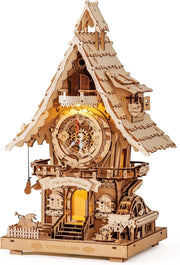 3D Wooden Cuckoo Clock Puzzle DIY Model Kit LED Light Desk Decor Gift - Kwikley