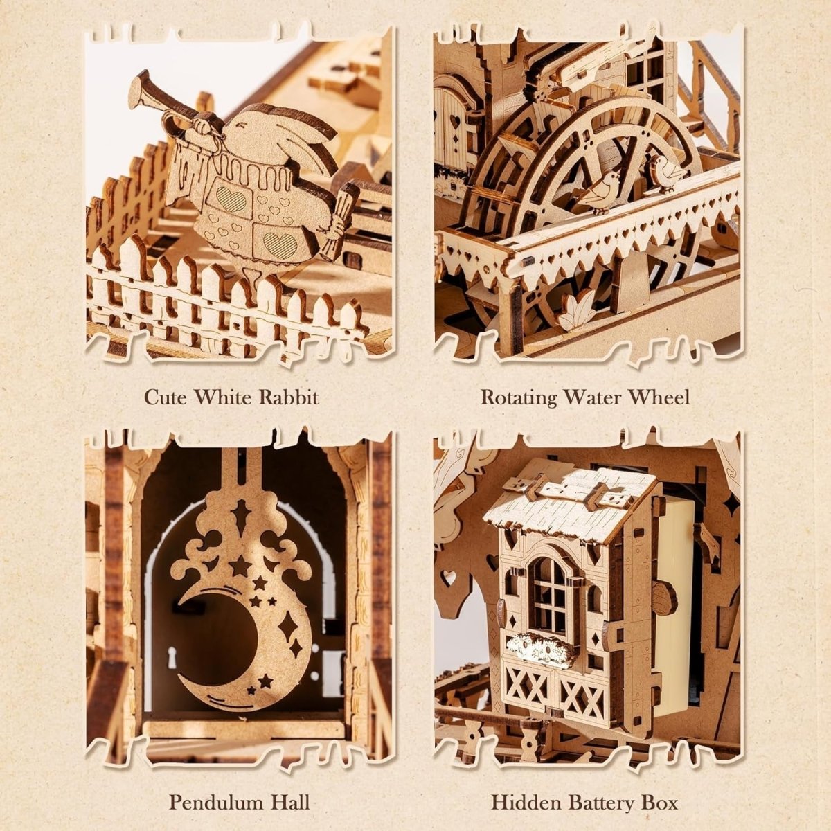 3D Wooden Cuckoo Clock Puzzle DIY Model Kit LED Light Desk Decor Gift - Kwikley
