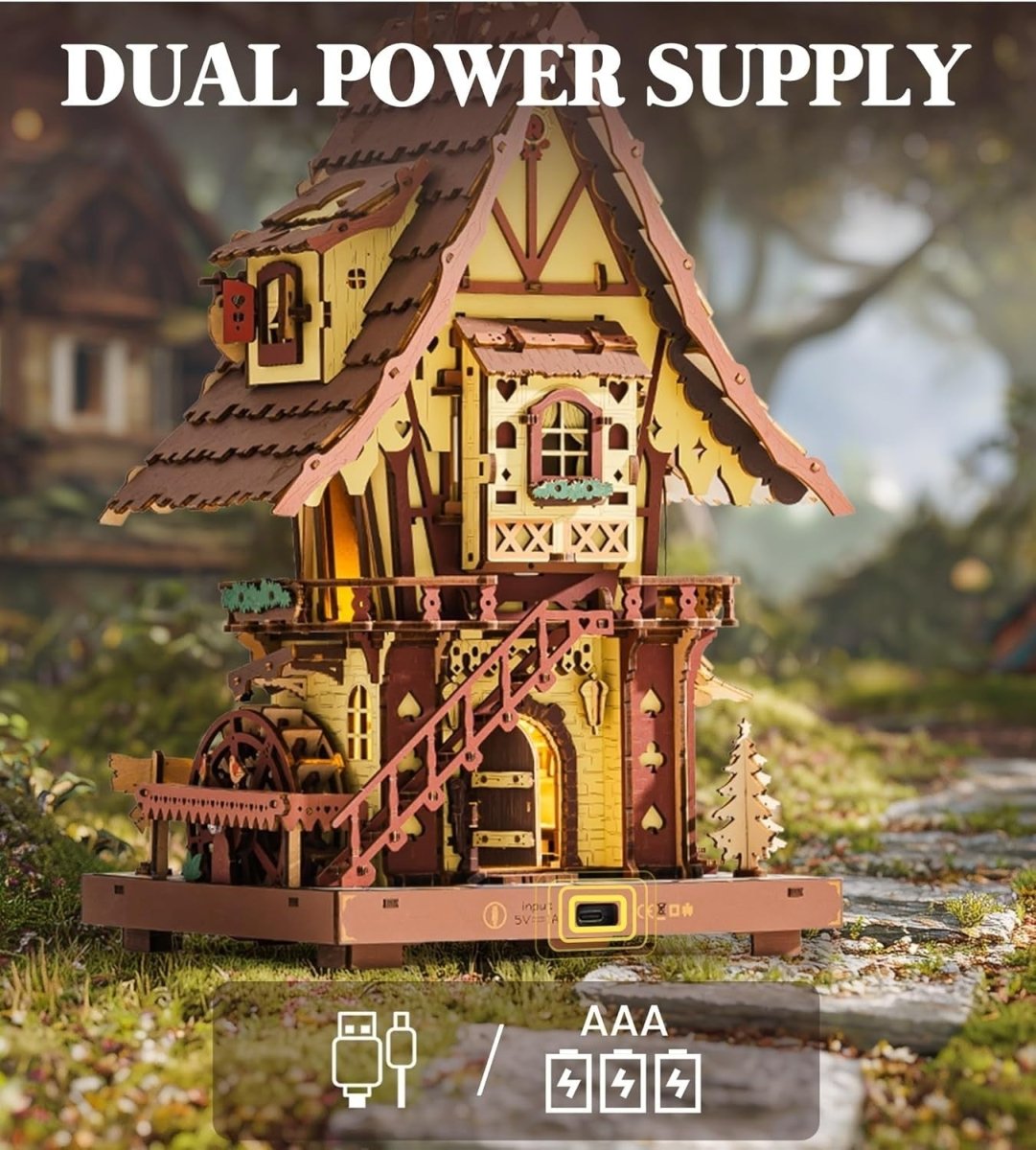 3D Wooden Cuckoo Clock Puzzle Kit LED Light Mechanical Desk Clock - Kwikley