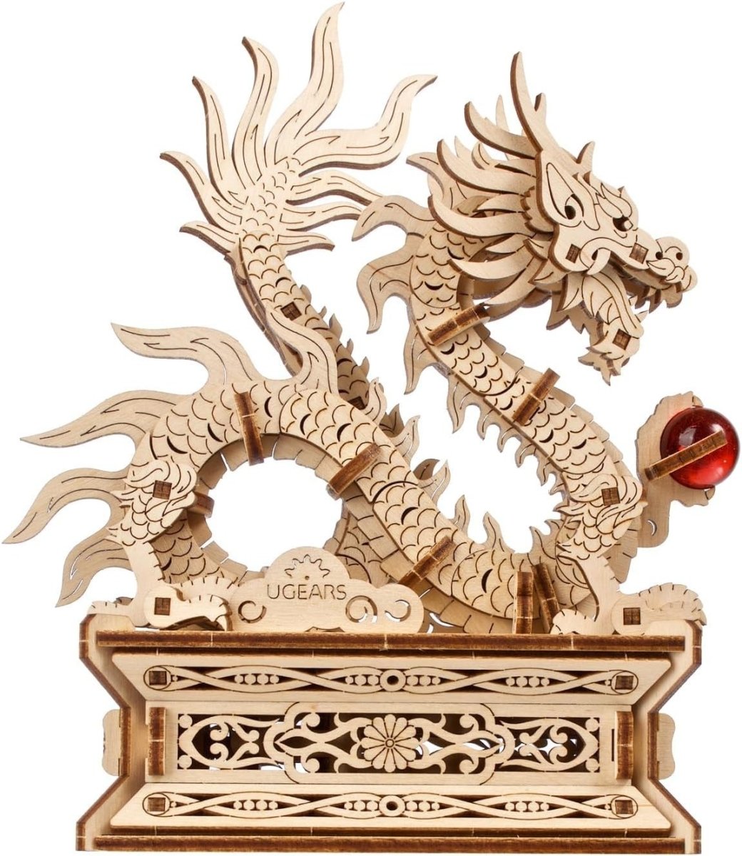 3D Wooden Dragon Puzzle Box Secret Drawer DIY Model Kit 141PCS - Kwikley