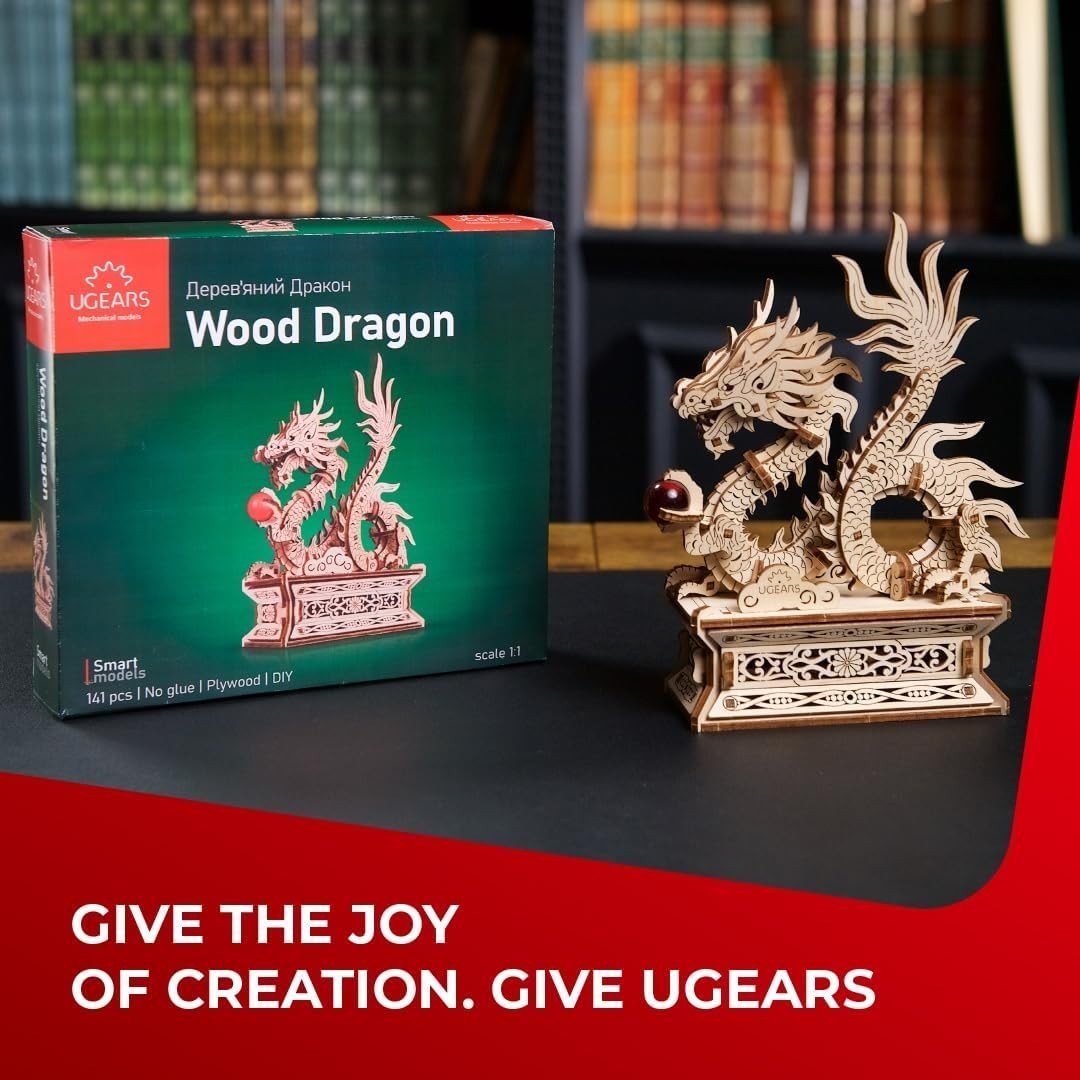 3D Wooden Dragon Puzzle Box Secret Drawer DIY Model Kit 141PCS - Kwikley