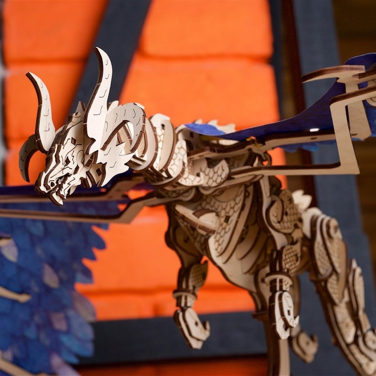 3D Wooden Dragon Puzzle Kit Moving Wings Mechanical Model 320PCS - Kwikley