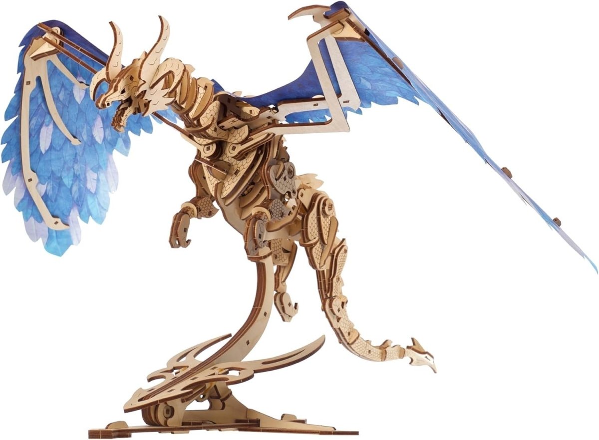 3D Wooden Dragon Puzzle Kit Moving Wings Mechanical Model 320PCS - Kwikley