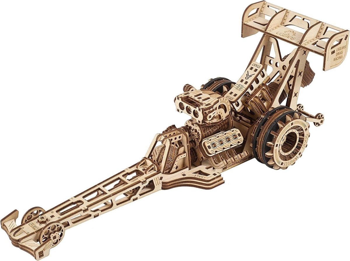 3D Wooden Dragster Racing Car Puzzle 321PCS Mechanical Model Kit DIY - Kwikley