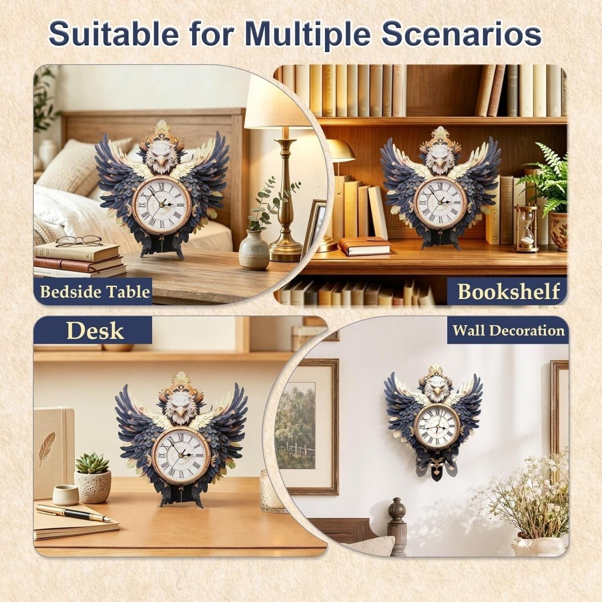 3D Wooden Eagle Clock Puzzle DIY Mechanical Wall Decor Model Kit Gift - Kwikley