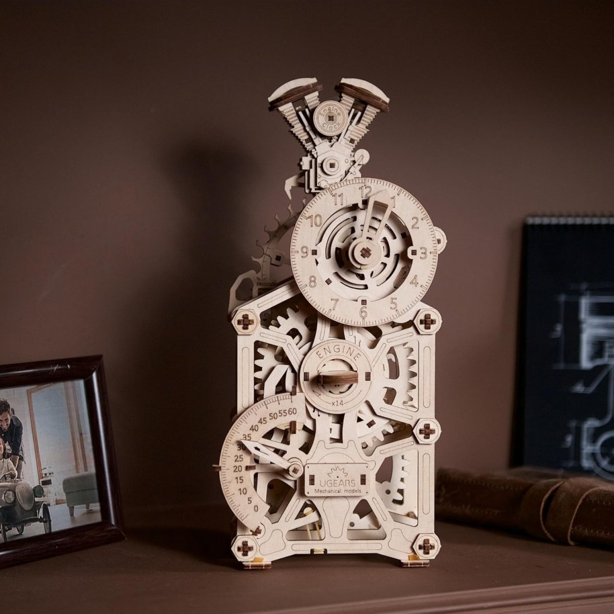 3D Wooden Engine Clock Puzzle Mechanical DIY Model Kit 265PCS Adult Build - Kwikley