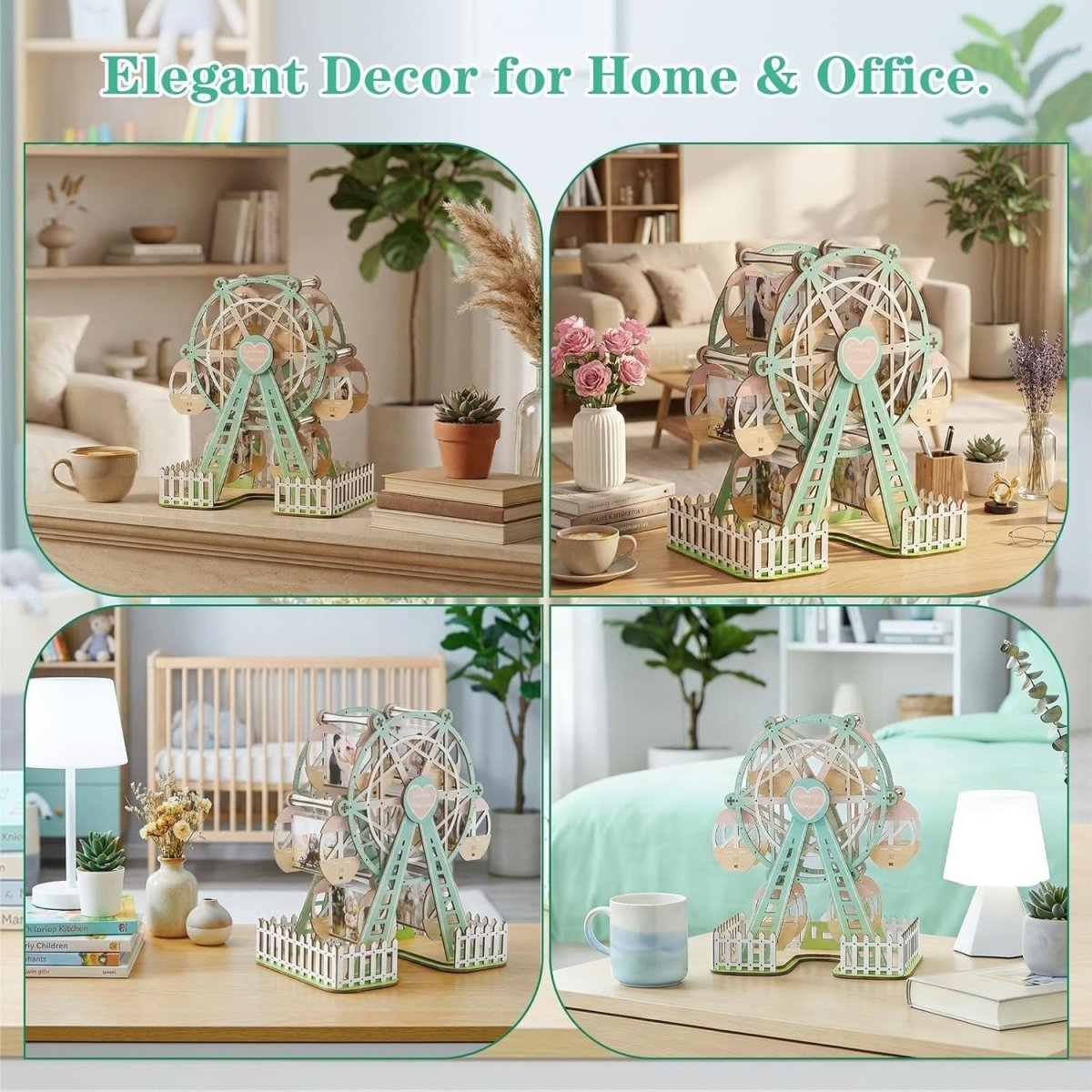 3D Wooden Ferris Wheel Photo Album Puzzle DIY Picture Frame Display Kit - Kwikley