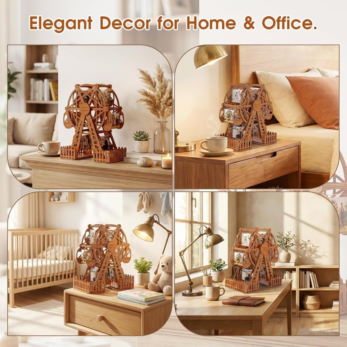 3D Wooden Ferris Wheel Photo Frame Puzzle DIY Model Kit Memory Display - Kwikley
