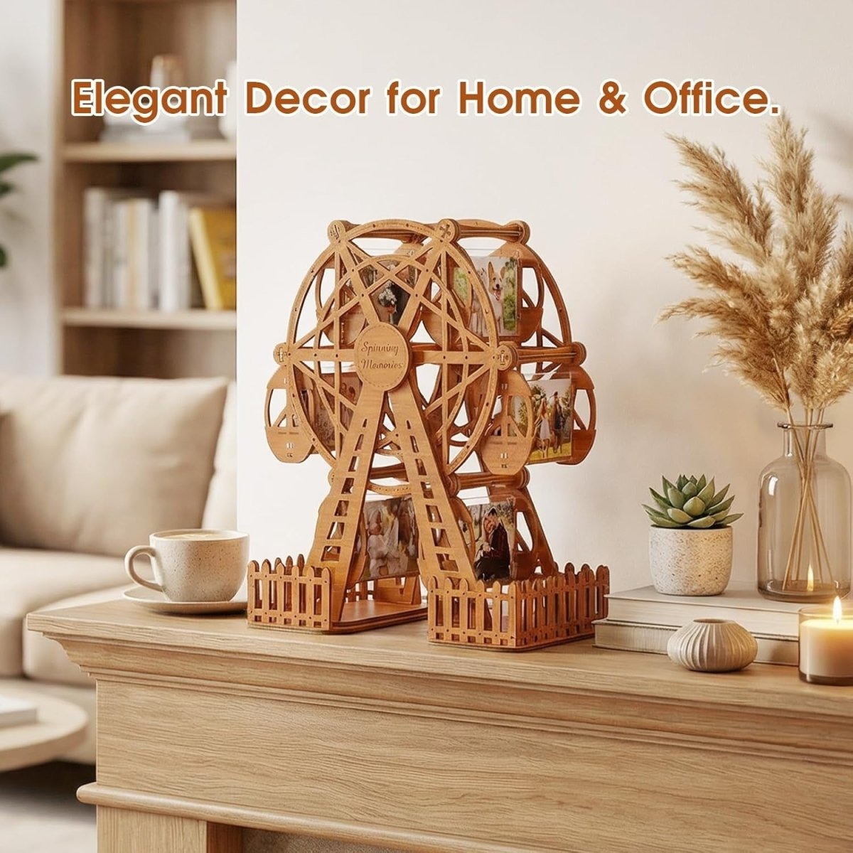 3D Wooden Ferris Wheel Photo Frame Puzzle DIY Model Kit Memory Display - Kwikley