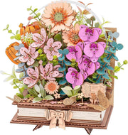 3D Wooden Flower Book Puzzle DIY Bouquet Model Kit Home Decor Gift - Kwikley