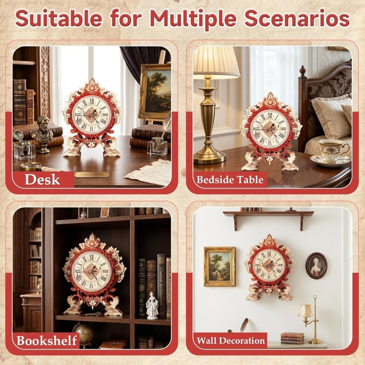 3D Wooden Flower Clock Puzzle DIY Mechanical Wall Clock Model Kit Gift - Kwikley
