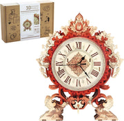 3D Wooden Flower Clock Puzzle DIY Mechanical Wall Clock Model Kit Gift - Kwikley