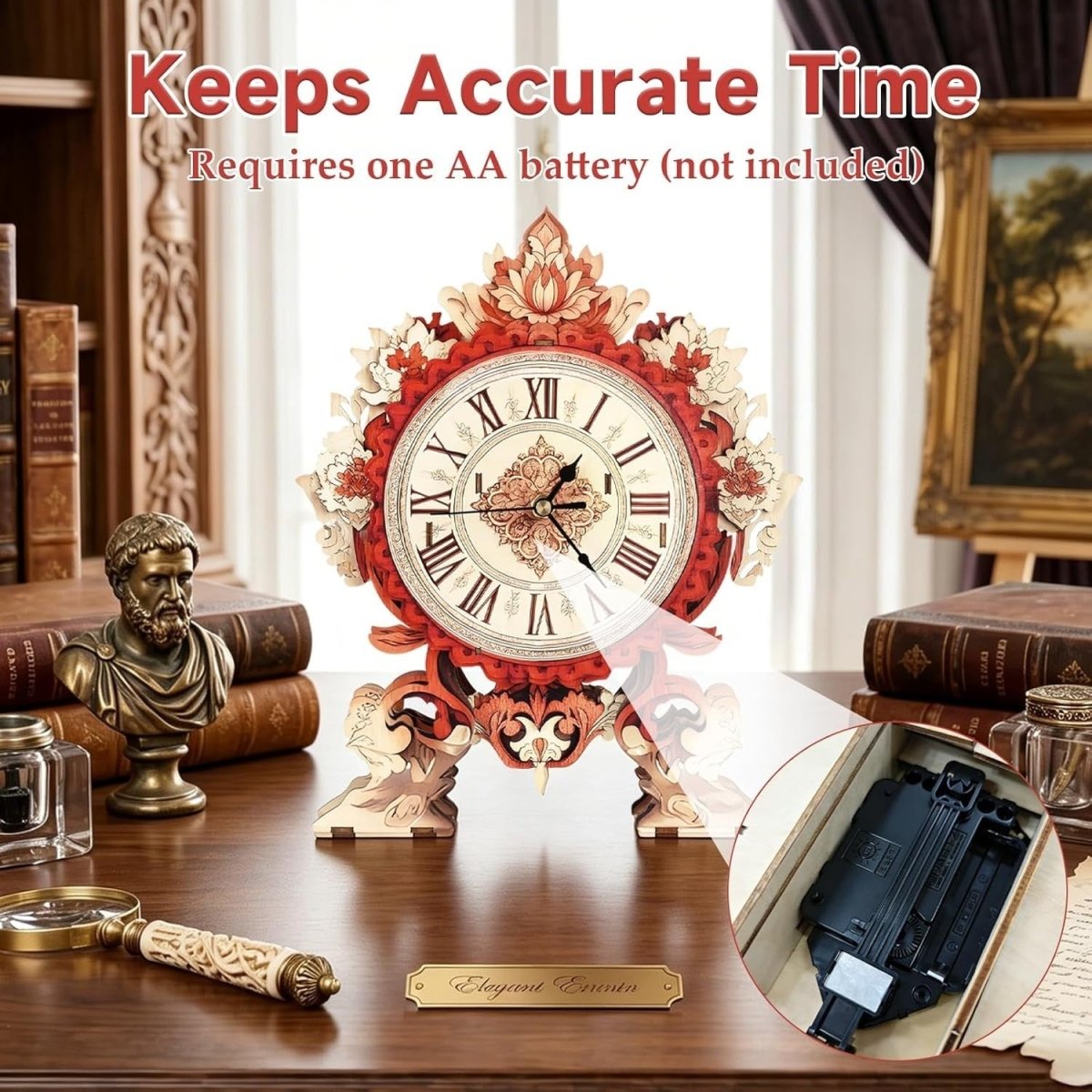 3D Wooden Flower Clock Puzzle DIY Mechanical Wall Clock Model Kit Gift - Kwikley
