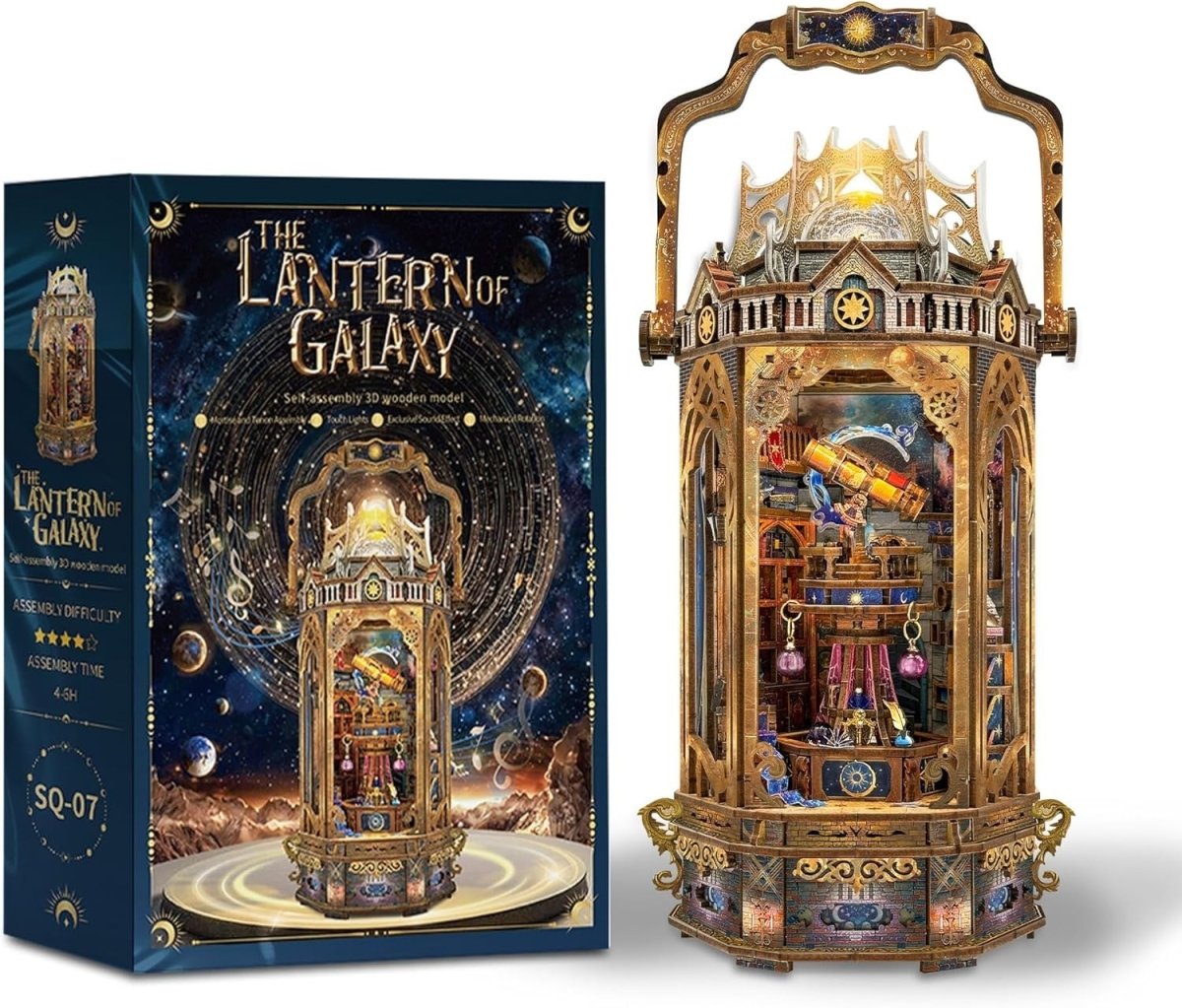 3D Wooden Galaxy Lantern Puzzle DIY Music LED Decor Model Kit - Kwikley