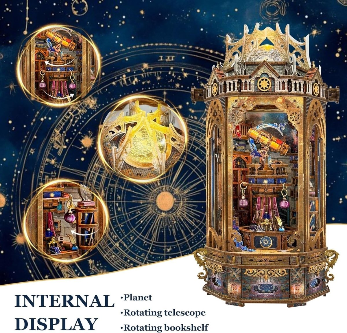 3D Wooden Galaxy Lantern Puzzle DIY Music LED Decor Model Kit - Kwikley