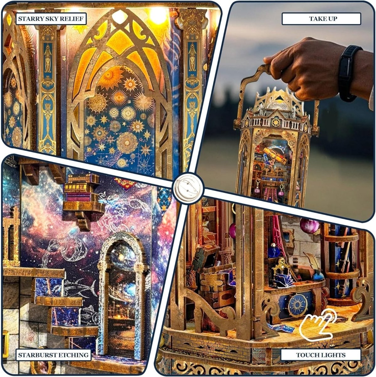 3D Wooden Galaxy Lantern Puzzle DIY Music LED Decor Model Kit - Kwikley