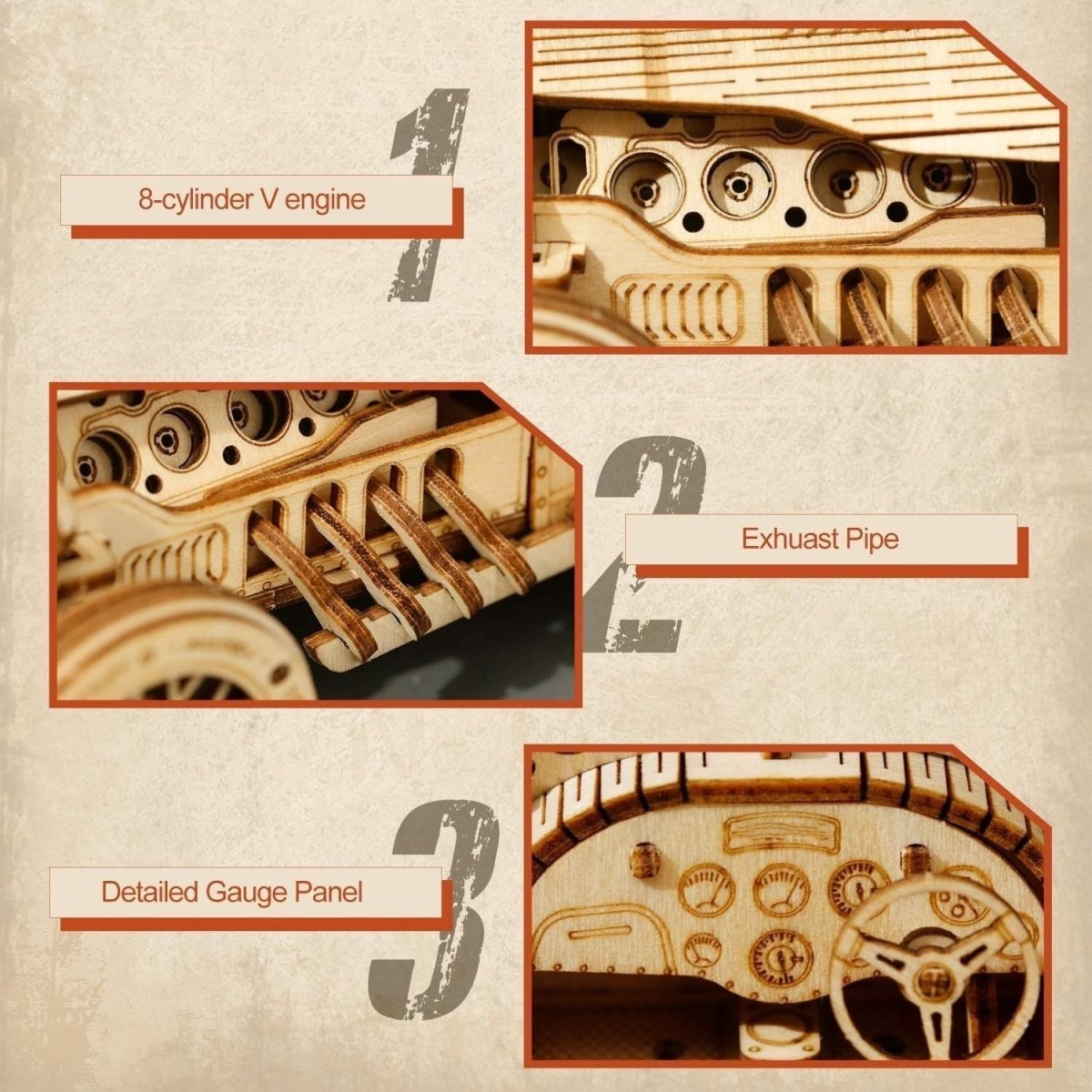 3D Wooden Grand Prix Car Model Kit 220 Piece DIY Puzzle Gift Adult - Kwikley