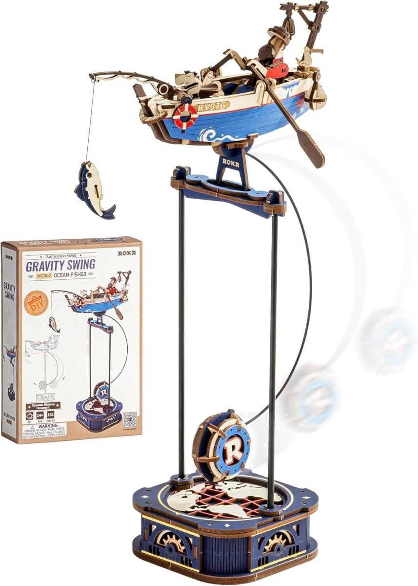 3D Wooden Gravity Swing Boat Puzzle Dynamic Balance Model Kit Decor - Kwikley