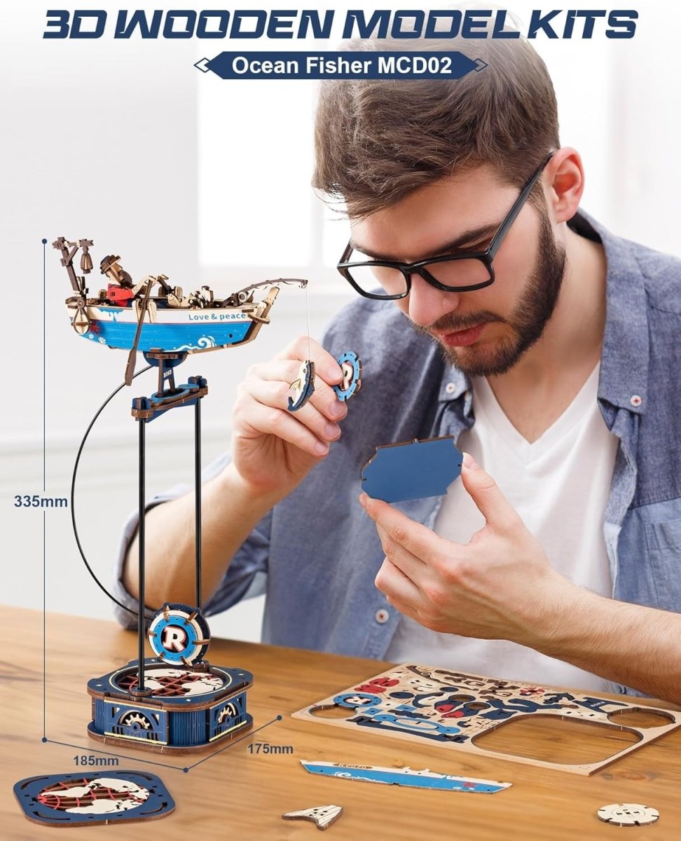 3D Wooden Gravity Swing Boat Puzzle Dynamic Balance Model Kit Decor - Kwikley