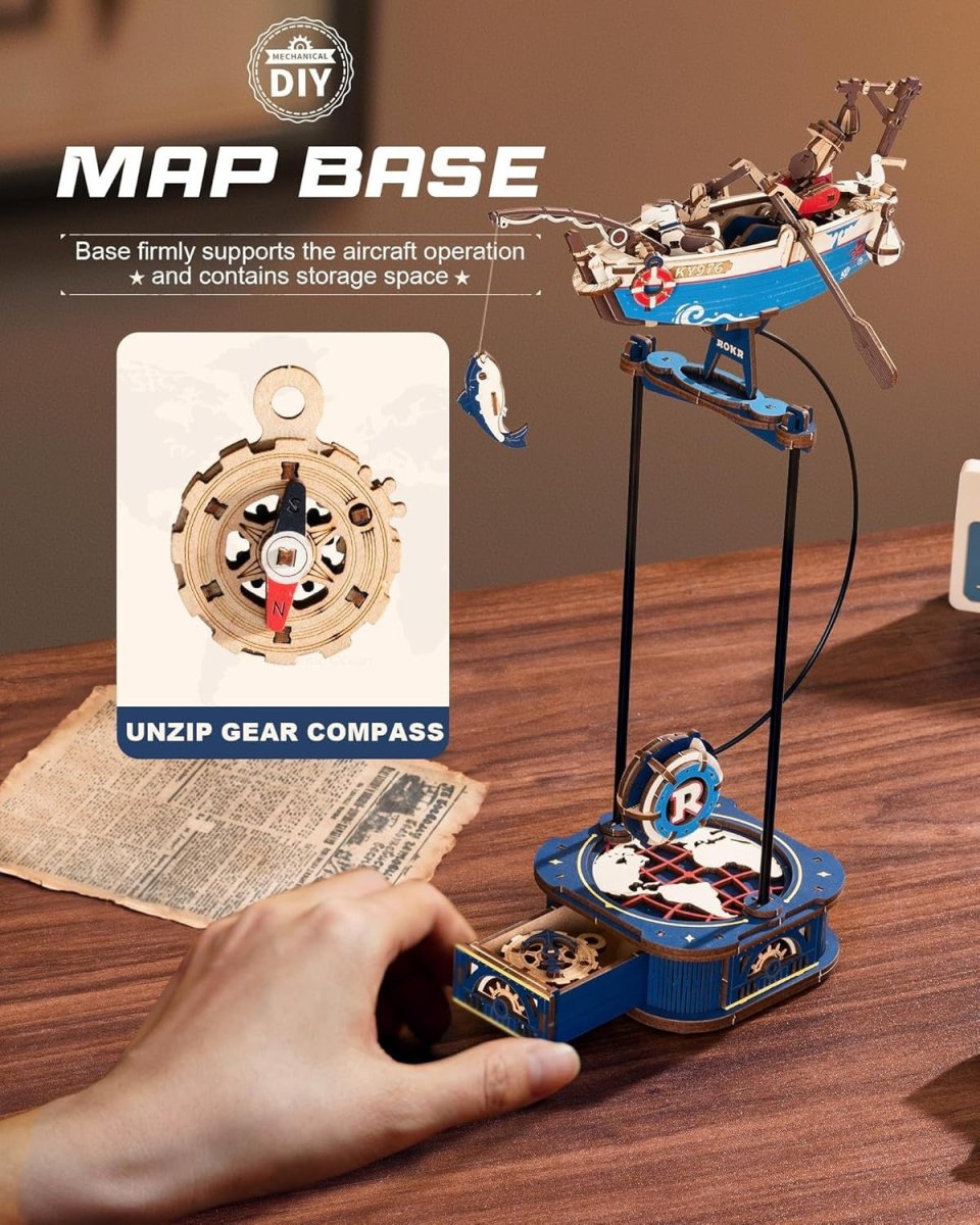 3D Wooden Gravity Swing Boat Puzzle Dynamic Balance Model Kit Decor - Kwikley