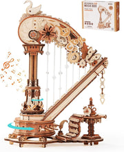 3D Wooden Harp Music Box Puzzle DIY Mechanical Model Desk Decor Gift - Kwikley