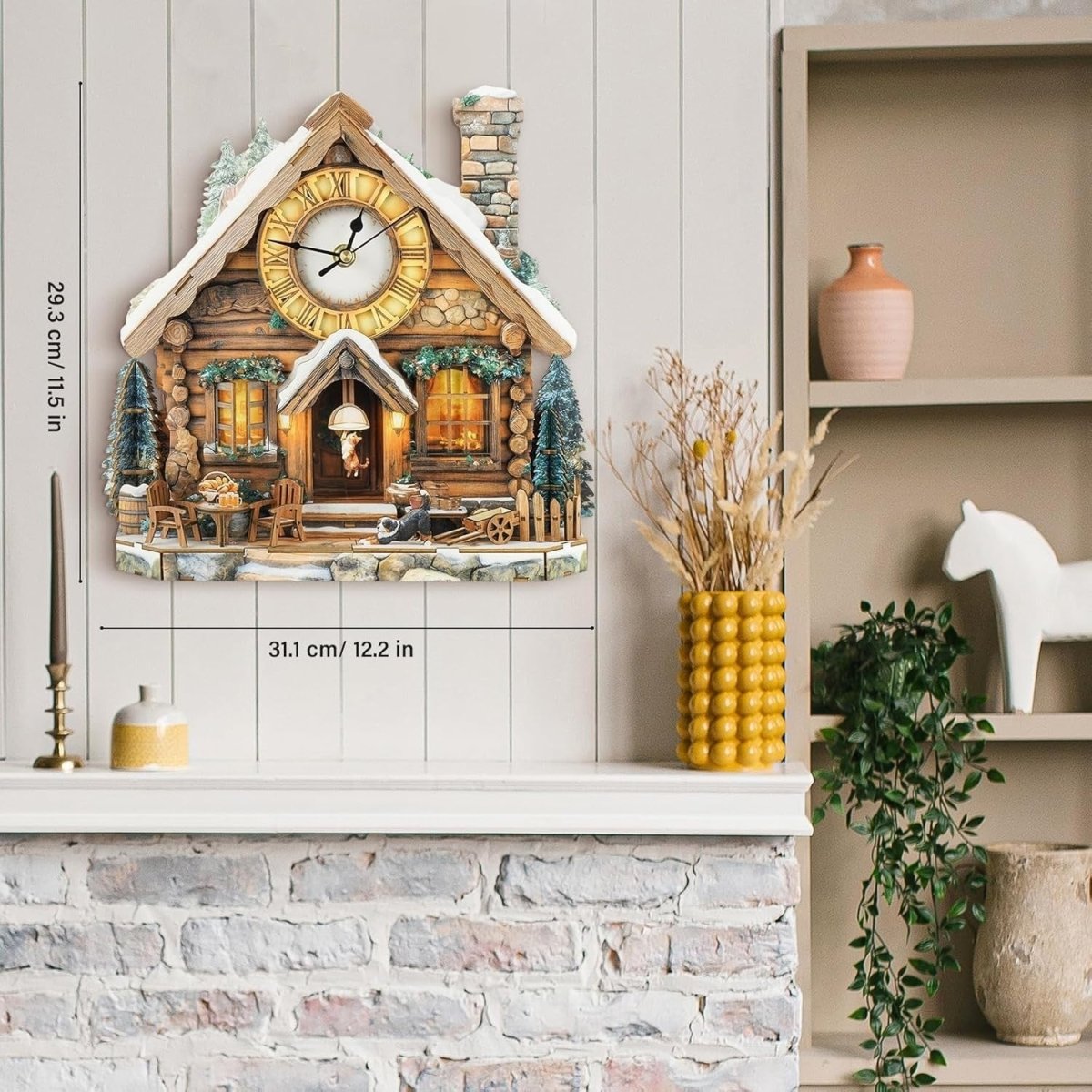 3D Wooden House Clock Puzzle DIY Functional Wall Clock Rustic Decor - Kwikley