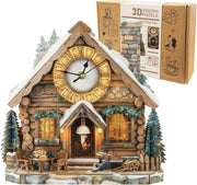 3D Wooden House Clock Puzzle DIY Functional Wall Clock Rustic Decor - Kwikley