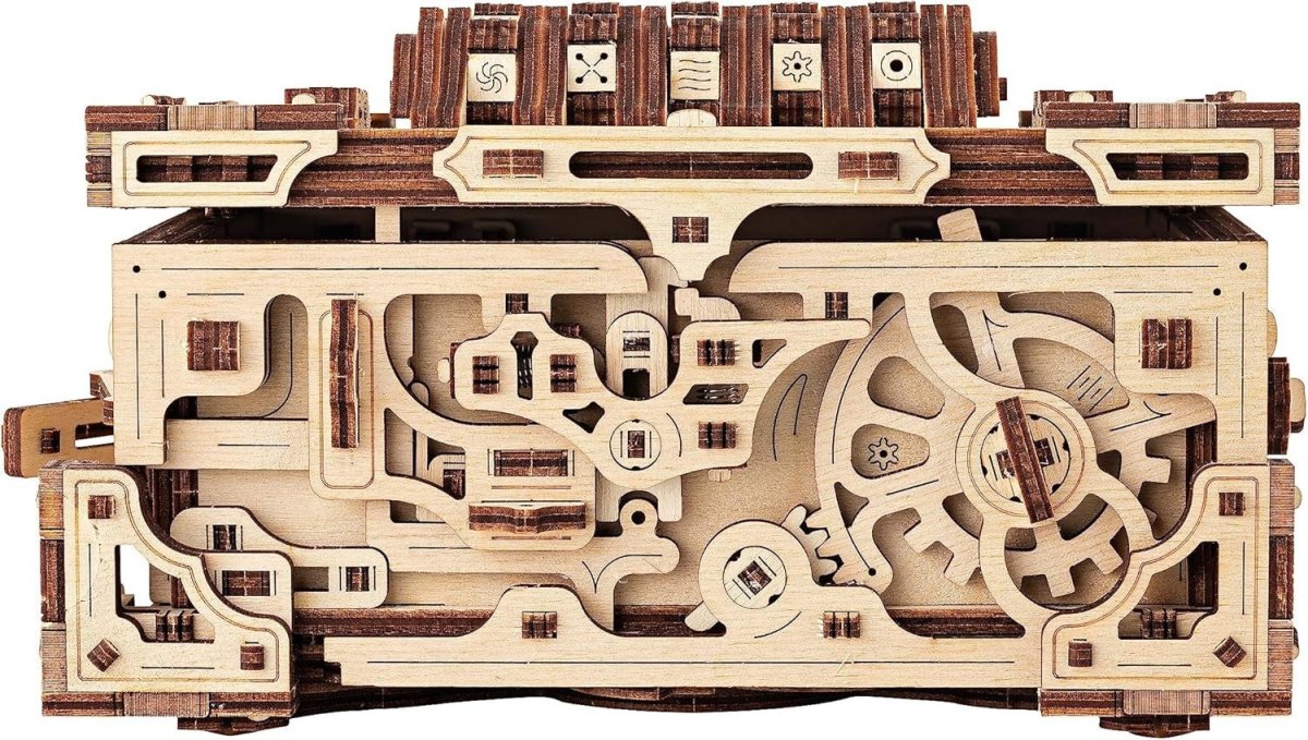 3D Wooden Lock Box Puzzle DIY Secret Storage Chest Kit 504PCS Adult Build - Kwikley