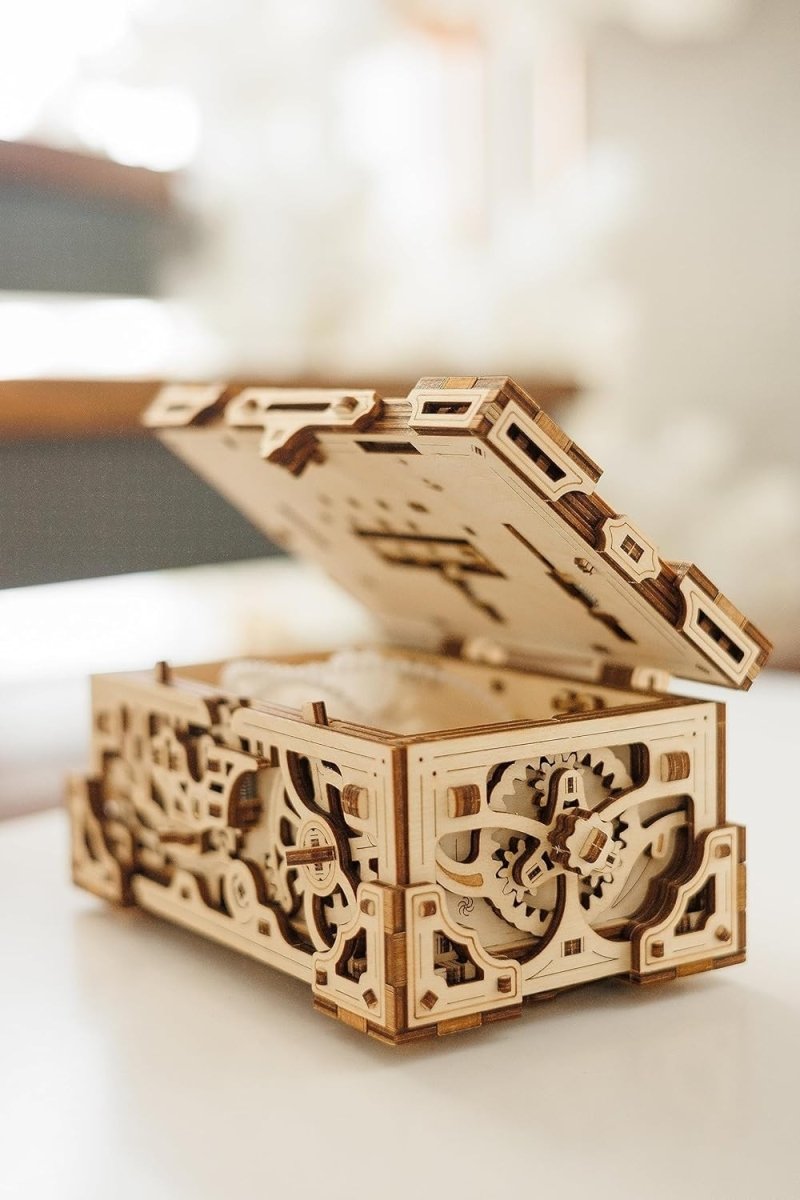 3D Wooden Lock Box Puzzle DIY Secret Storage Chest Kit 504PCS Adult Build - Kwikley