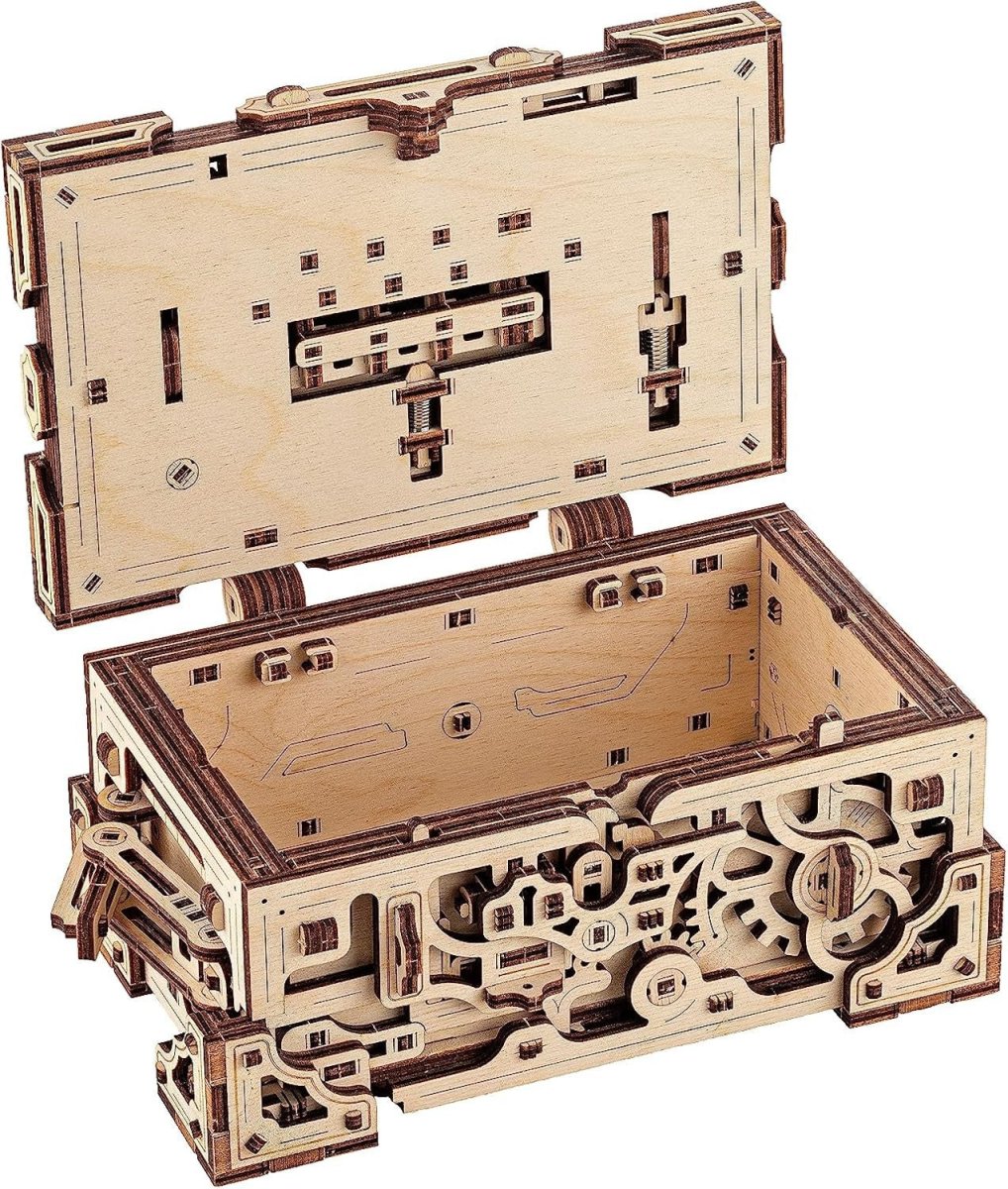 3D Wooden Lock Box Puzzle DIY Secret Storage Chest Kit 504PCS Adult Build - Kwikley