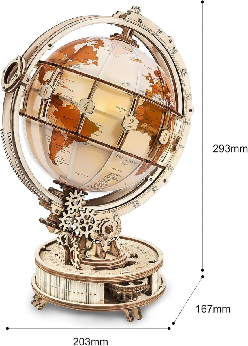 3D Wooden Luminous Globe Puzzle DIY LED Desk Lamp Model Kit Gift - Kwikley