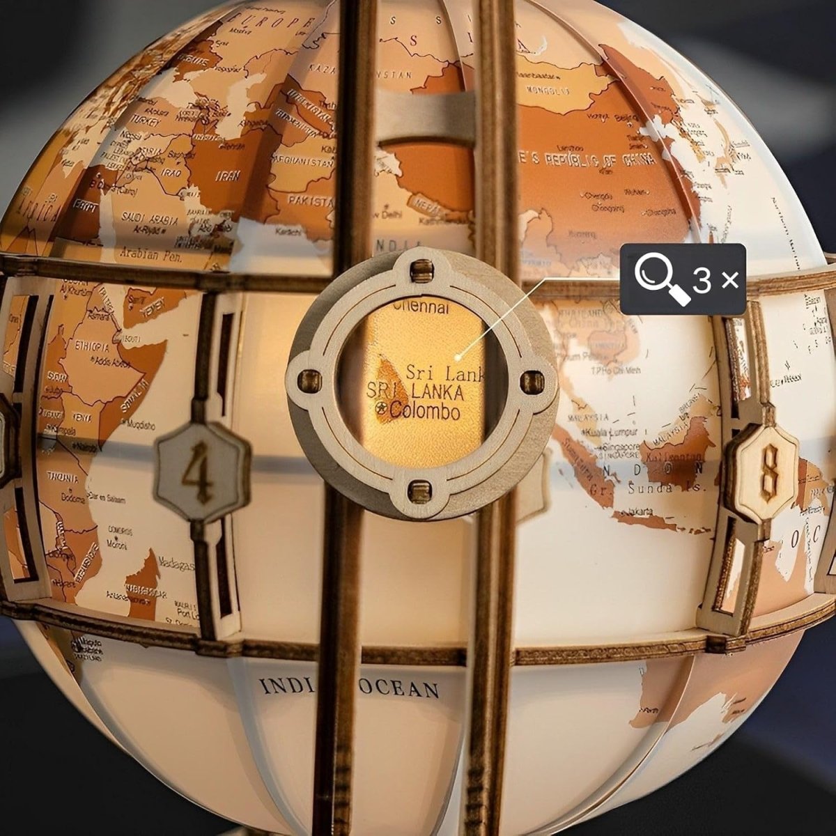 3D Wooden Luminous Globe Puzzle DIY LED Desk Lamp Model Kit Gift - Kwikley