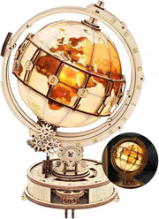 3D Wooden Luminous Globe Puzzle DIY LED Desk Lamp Model Kit Gift - Kwikley