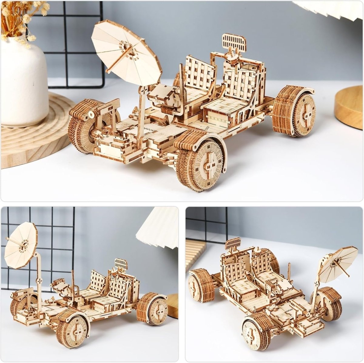 3D Wooden Lunar Rover Puzzle DIY Space Vehicle Model Kit 388PCS Adult - Kwikley