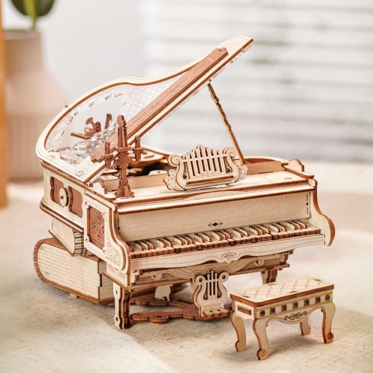 3D Wooden Magic Piano Music Box Puzzle DIY Mechanical Model Gift Kit - Kwikley