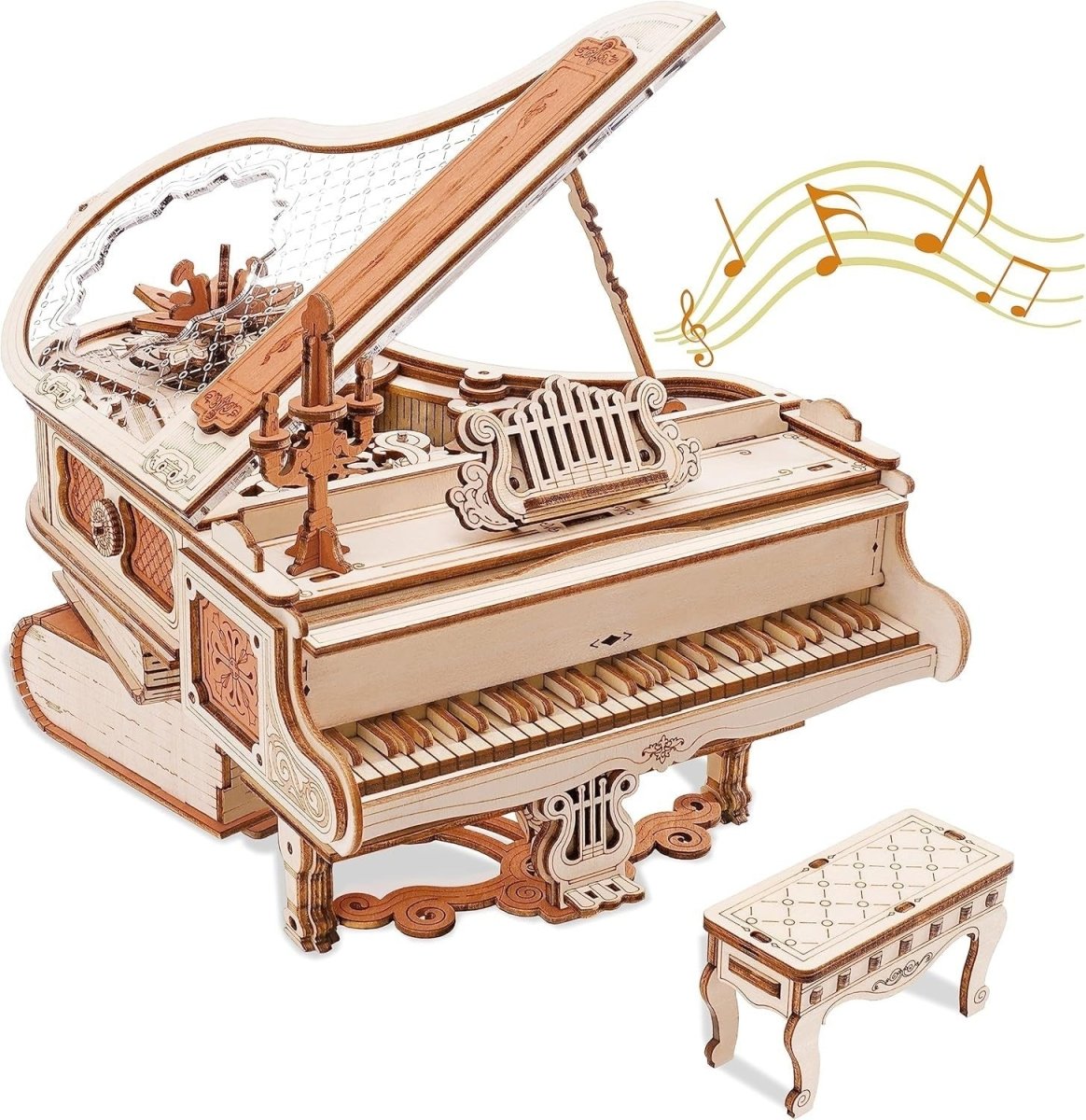 3D Wooden Magic Piano Music Box Puzzle DIY Mechanical Model Gift Kit - Kwikley