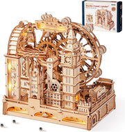 3D Wooden Marble Run London Model Kit LED Mechanical Puzzle 431Pc - Kwikley