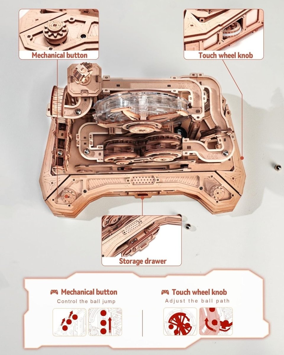 3D Wooden Marble Run Pinball Machine Puzzle 653 Piece DIY STEM Kit - Kwikley