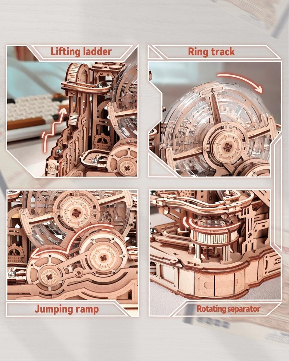 3D Wooden Marble Run Pinball Machine Puzzle 653 Piece DIY STEM Kit - Kwikley