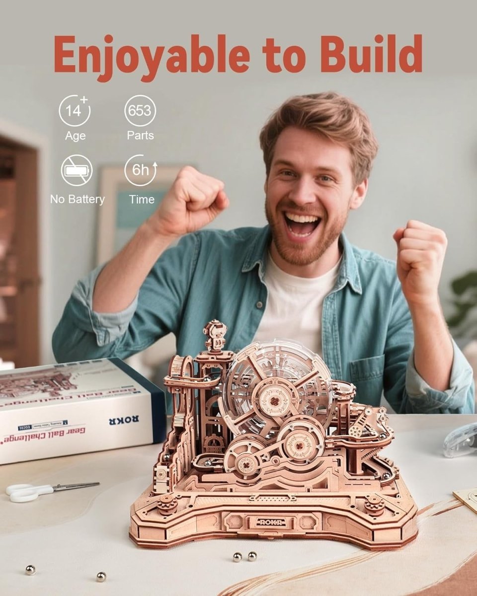 3D Wooden Marble Run Pinball Machine Puzzle 653 Piece DIY STEM Kit - Kwikley
